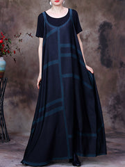 Sleeveless V Neck Summer Vintage Women Maxi Dress