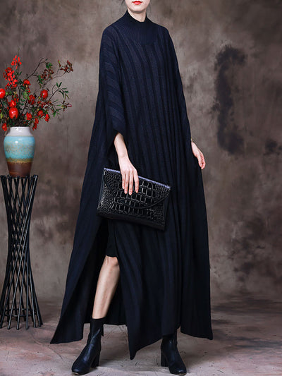 Women Round Neck Batwing Sleeve Dress